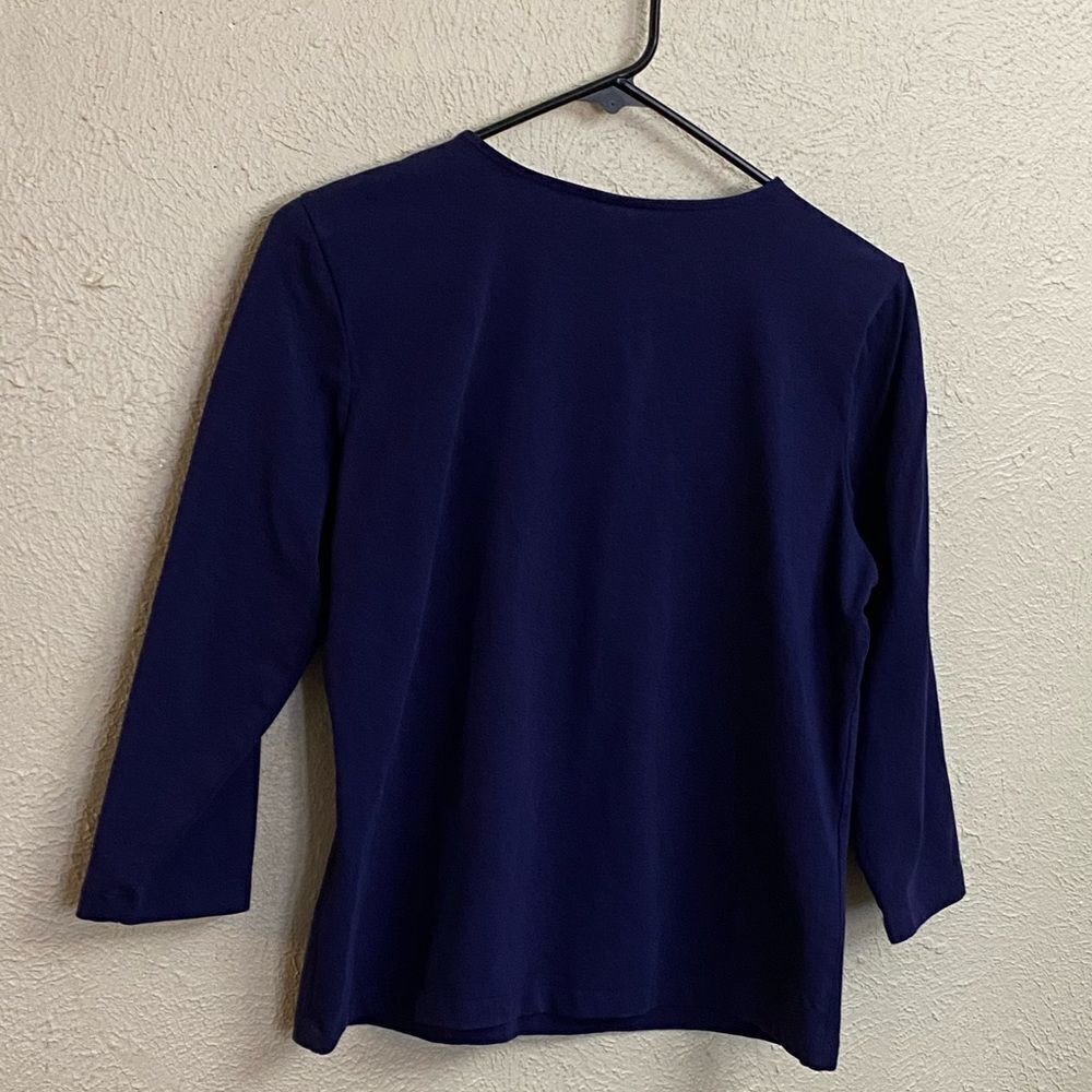 Ruby Rd Navy Embellished Top 3/4 Sleeve Petite Me… - image 5